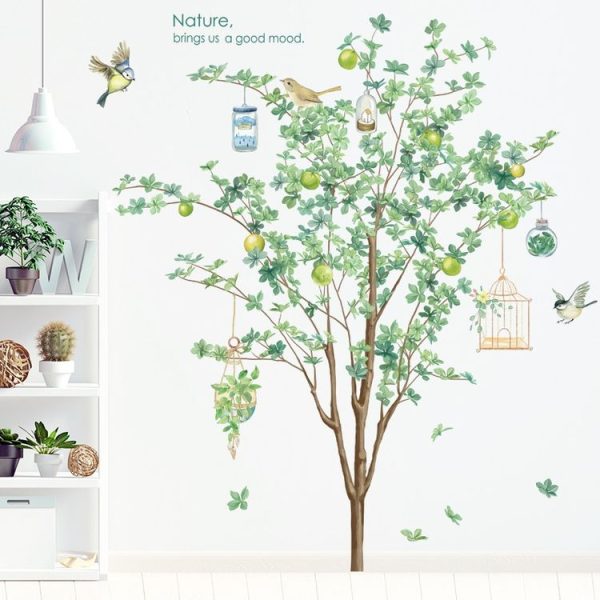 Plant Background Wall Stickers Living Room Sofa Decorative Decals (Green) - Image 4