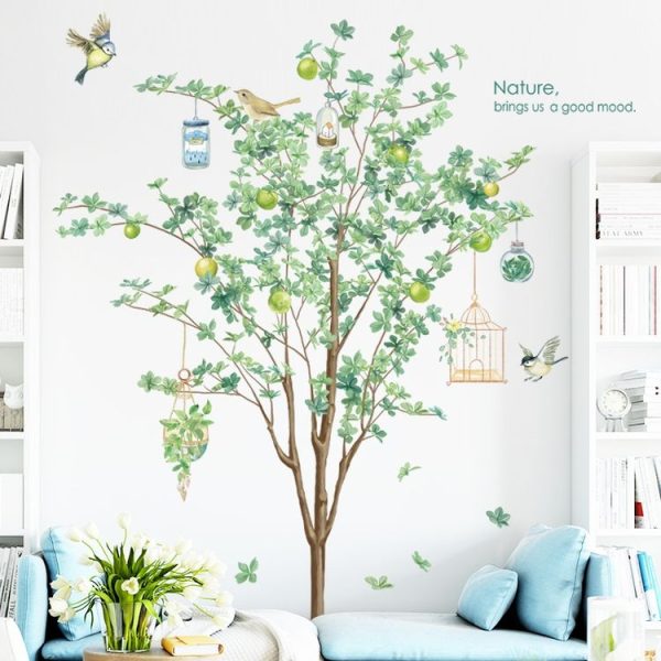 Plant Background Wall Stickers Living Room Sofa Decorative Decals (Green) - Image 5