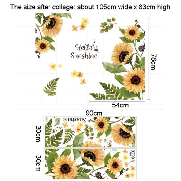 Fresh Sunflower Wall Stickers Living Room Flower Background Wall Decoration Wallpaper 30 x 90cm - Image 3