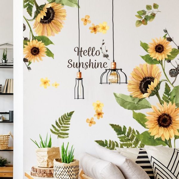 Fresh Sunflower Wall Stickers Living Room Flower Background Wall Decoration Wallpaper 30 x 90cm - Image 4