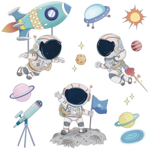 Space Astronaut Cartoon Wall Stickers Children Room Kindergarten Decoration 30x90cm - Image 2