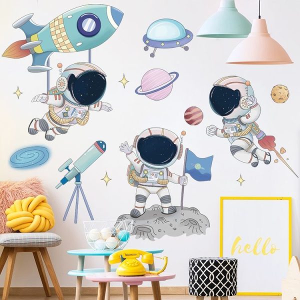 Space Astronaut Cartoon Wall Stickers Children Room Kindergarten Decoration 30x90cm - Image 5