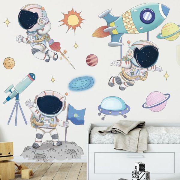 Space Astronaut Cartoon Wall Stickers Children Room Kindergarten Decoration 30x90cm - Image 6
