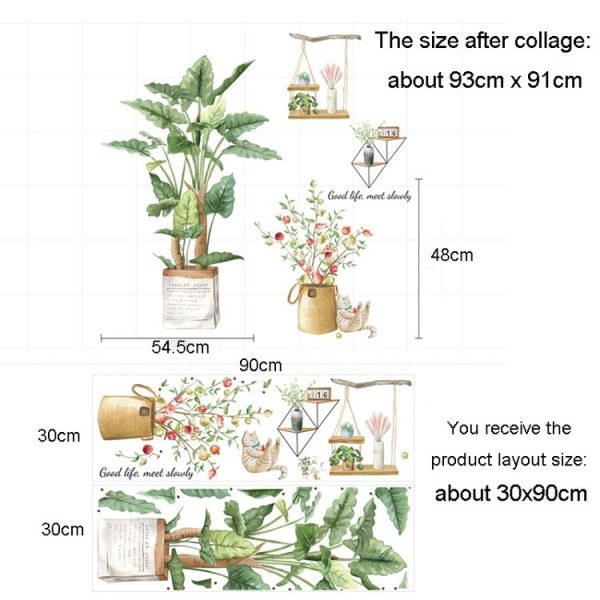 Wall Decoration Plant Stickers Living Room Sofa Background Decorative Wallpaper 30x90cm - Image 3