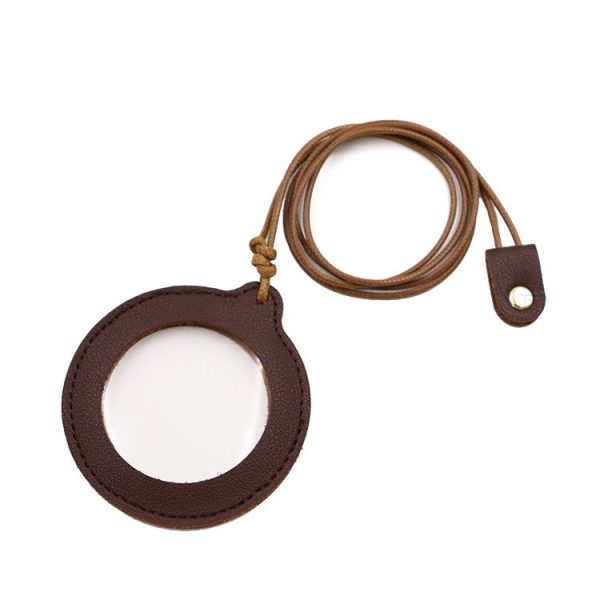 3X Adjustable Hanging Magnifier Portable Elderly Magnifying Glass with Leather Case (Coffee)