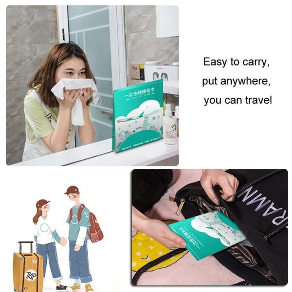 5pcs 30cmx60cm Pearl Pattern Travelling Cotton Disposable Face Towel Bagged Washcloths (Green Packaging) - Image 5