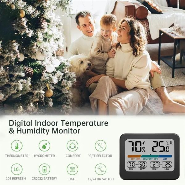 Indoor Temperature And Humidity Monitor LCD Digital Thermometer Hygrometer Weather Station - Image 4
