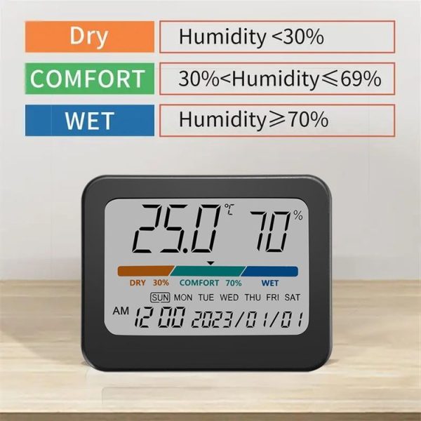 Indoor Temperature And Humidity Monitor Thermometer Hygrometer With Perpetual Calendar - Image 5