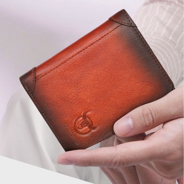 Bull Captain Men Wallet First-layer Cowhide Coin Clip RFID Retro Vertical ID Holder (Brown) - Image 7