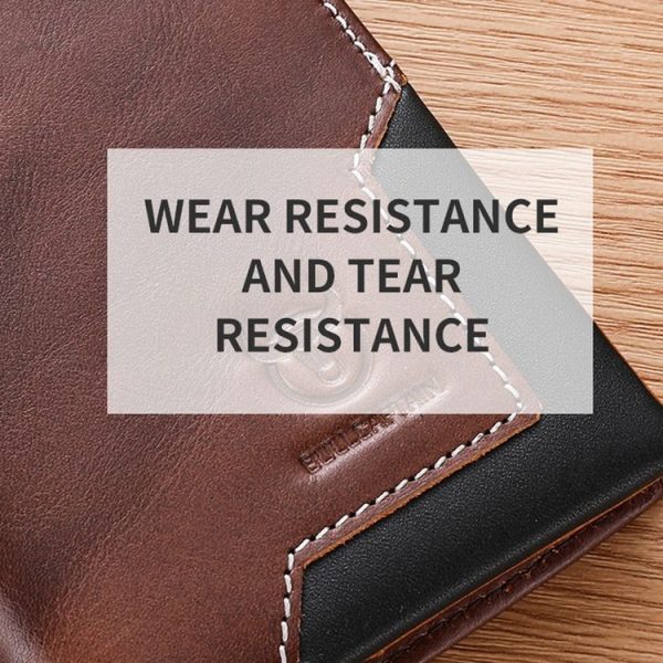 Bull Captain Men Oil Wax Leather Retro Long Wallet Cowhide Two-Fold Large-Capacity Coin Purse (Flame Coffee) - Image 3