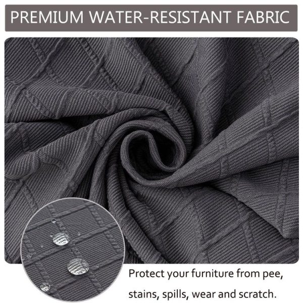 Diamond Plaid Jacquard Chair Cushion Cover Hotel Restaurant Dining Table Chair Cover (Beige) - Image 4