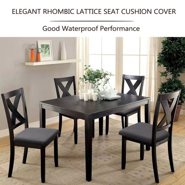 Diamond Plaid Jacquard Chair Cushion Cover Hotel Restaurant Dining Table Chair Cover (Beige) - Image 5