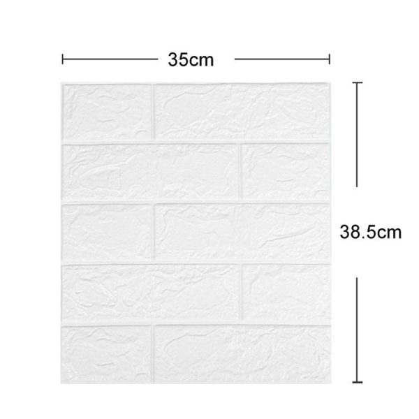 3mm Thickness 35x38.5cm 3D Self-Stick Wallpaper Soft Wrapping Waterproof Wall Sticker (White) - Image 3
