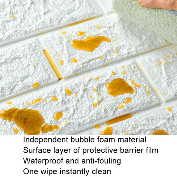 3mm Thickness 35x38.5cm 3D Self-Stick Wallpaper Soft Wrapping Waterproof Wall Sticker (White) - Image 4