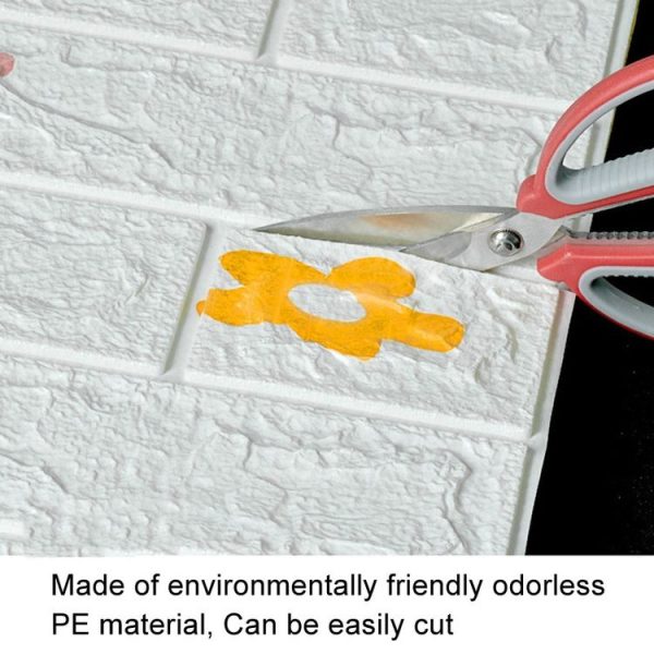 3mm Thickness 35x38.5cm 3D Self-Stick Wallpaper Soft Wrapping Waterproof Wall Sticker (White) - Image 5