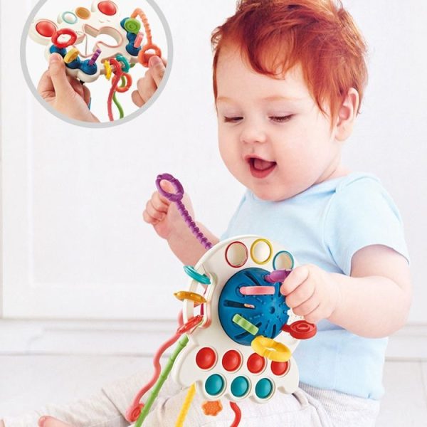 Baby Puzzle Fun Finger Pumping Toys Enlightenment Early Teaching Toys, Style: Octopus (Blue) - Image 7