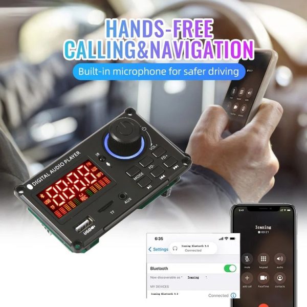 100W 12V TPA3116 Color Screen Power Amplifier Bluetooth Decoder Board With Recording Call (Small Remote Control) - Image 5