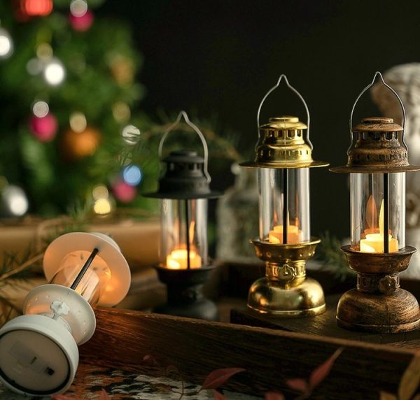 Retro LED Electronic Portable Lights Christmas Decoration Night Lights, Style: Candle (Bronze) - Image 5