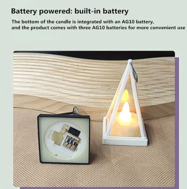 Cubic Triangle LED Electronic Candle Lights Pyramid Party Atmosphere Decoration Lamps (Black) - Image 4