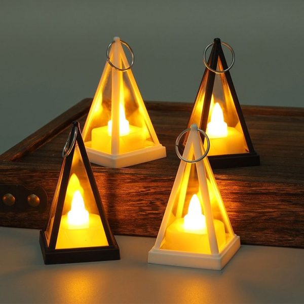 Cubic Triangle LED Electronic Candle Lights Pyramid Party Atmosphere Decoration Lamps (Black) - Image 7
