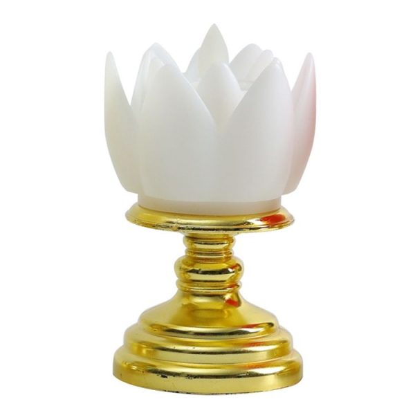 LED Electronic Candle Lotus Lamp Buddha Offering Light Simulation Swing Decorative Lights (Beige)
