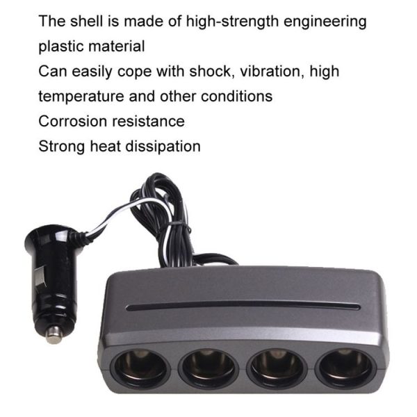 SHUNWEI SD-1906 Car 4 In 1 Power Distributors Cigarette Lighter Socket Car Charger (Black) - Image 4