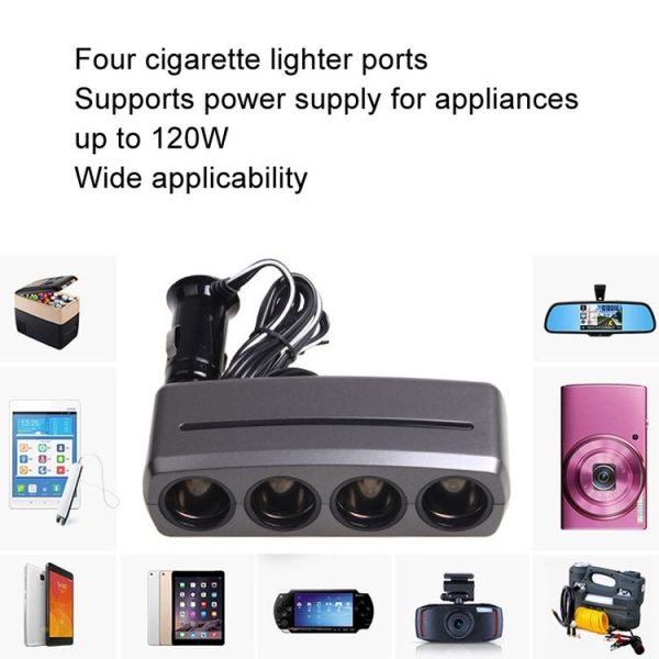 SHUNWEI SD-1906 Car 4 In 1 Power Distributors Cigarette Lighter Socket Car Charger (Black) - Image 7