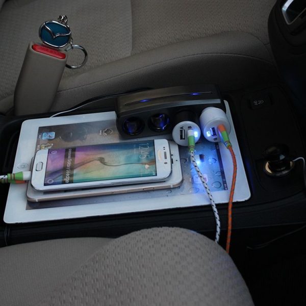 SHUNWEI SD-1906 Car 4 In 1 Power Distributors Cigarette Lighter Socket Car Charger (Black) - Image 8