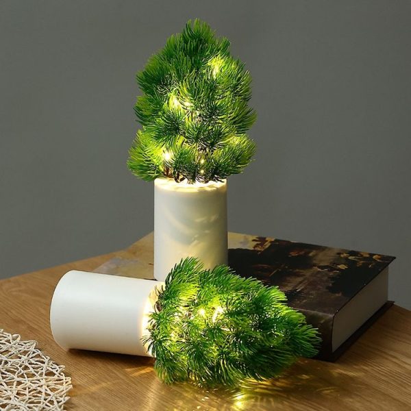 Christmas Tree Night Lights Bedroom Pine Ambient Lamps Home Decorative Lights (Warm White Light) - Image 6