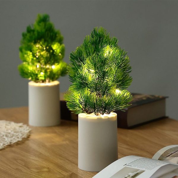 Christmas Tree Night Lights Bedroom Pine Ambient Lamps Home Decorative Lights (Warm White Light) - Image 7
