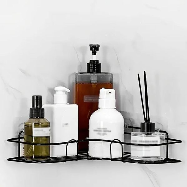 Punch-free Bathroom Triangle Storage Rack Multifunctional Wall Hanging Bracket (White) - Image 5