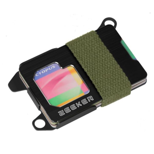 ZEEKER RFID Metal Card Holder EDC Multi-function Wallet (Green Cloth Belt)
