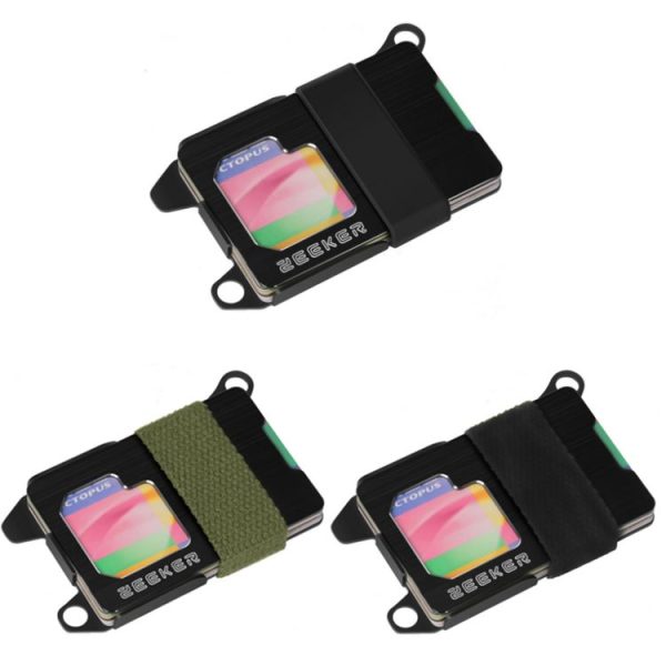 ZEEKER RFID Metal Card Holder EDC Multi-function Wallet (Green Cloth Belt) - Image 2