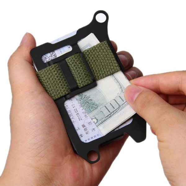 ZEEKER RFID Metal Card Holder EDC Multi-function Wallet (Green Cloth Belt) - Image 5