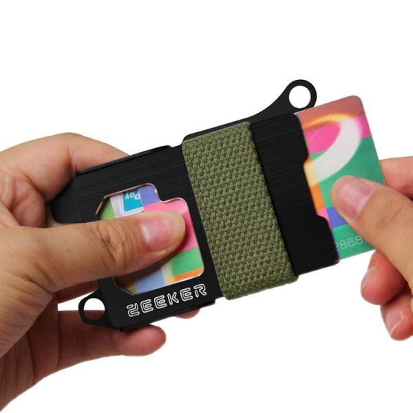 ZEEKER RFID Metal Card Holder EDC Multi-function Wallet (Green Cloth Belt) - Image 6