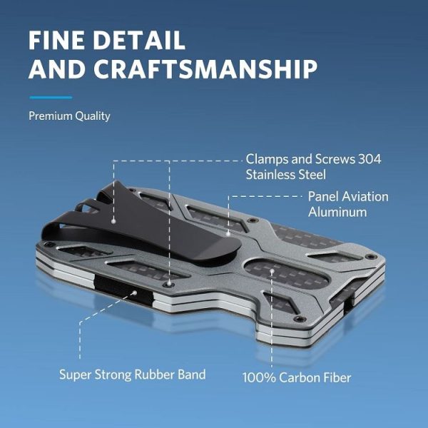 Aluminum Alloy RFID Card Holder Carbon Fiber Credit Card Wallet (Grey) - Image 2