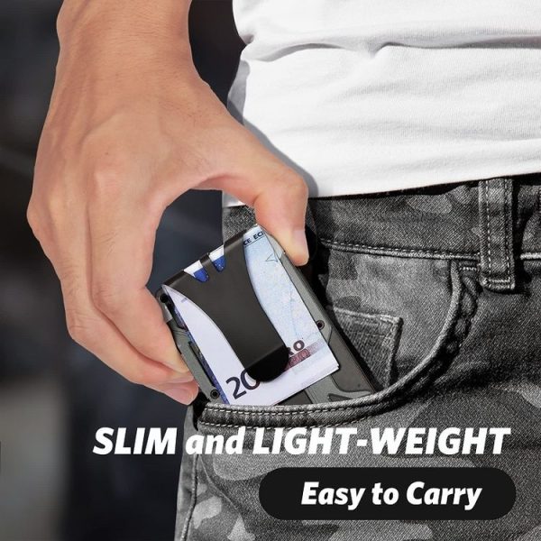 Aluminum Alloy RFID Card Holder Carbon Fiber Credit Card Wallet (Grey) - Image 5