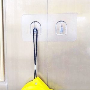 30pcs / Pack Double Hook for Paper Towels Plastic Traceless Sticky Hook (Transparent)