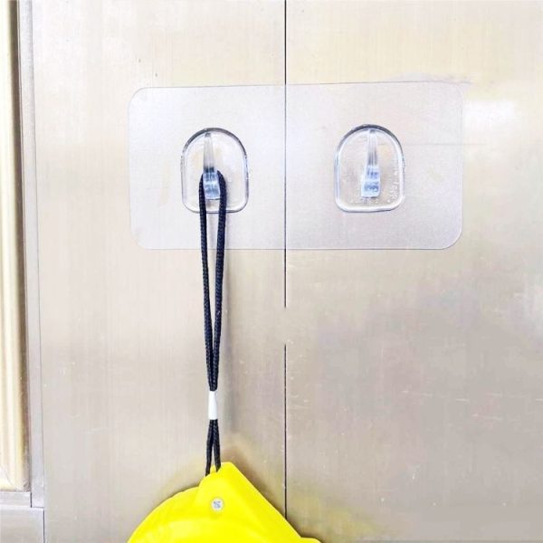 30pcs / Pack Double Hook for Paper Towels Plastic Traceless Sticky Hook (Transparent)