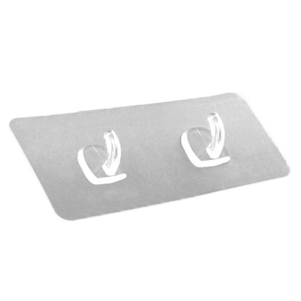 30pcs / Pack Double Hook for Paper Towels Plastic Traceless Sticky Hook (Transparent) - Image 2
