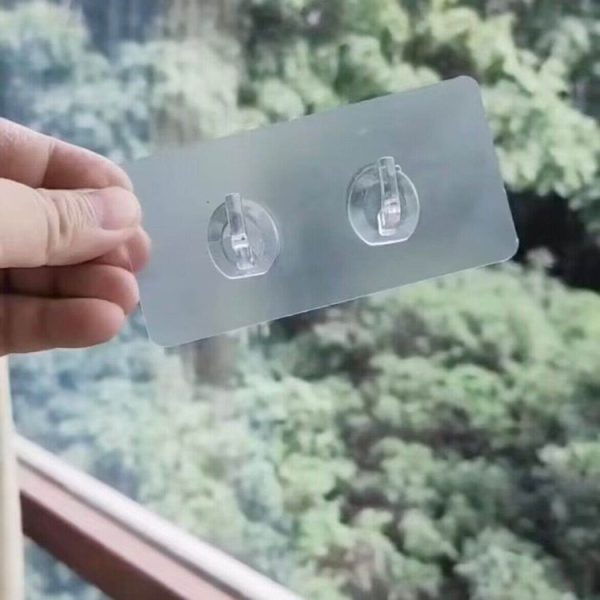 30pcs / Pack Double Hook for Paper Towels Plastic Traceless Sticky Hook (Transparent) - Image 3