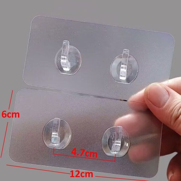 30pcs / Pack Double Hook for Paper Towels Plastic Traceless Sticky Hook (Transparent) - Image 5