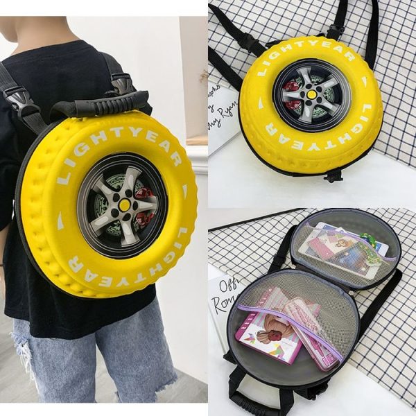 Children EVA Tire Shape Schoolbag Kindergarten Shoulder Bag (Yellow) - Image 6