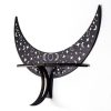 Crescent-shaped Wooden Storage Rack Wall Hanger Candlestick Rack Home Decoration (Black) - Image 2