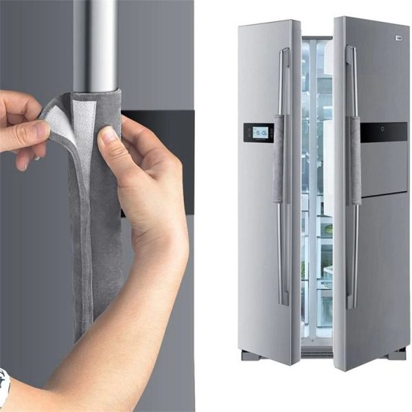 1pair Refrigerator Handle Anti-slip Cover Microwave Oven Oil-proof Handle Cover (Black) - Image 5