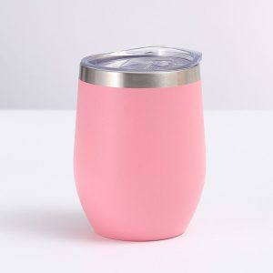 12oz 354ML Stainless Steel Eggshell Mug Mini U-Shape Double Layer Vacuum Insulated Cup (Pink)