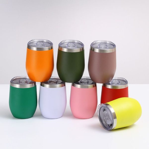 12oz 354ML Stainless Steel Eggshell Mug Mini U-Shape Double Layer Vacuum Insulated Cup (Pink) - Image 2
