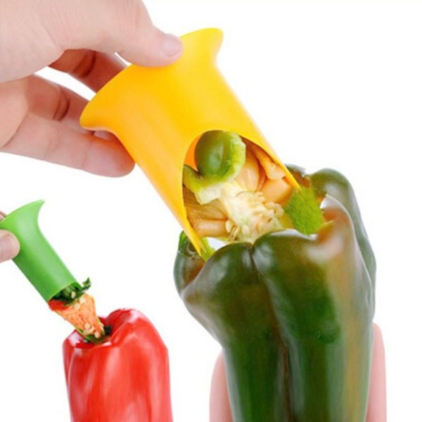 2 In 1 Chili Pepper Seed Extractor Kitchen Fruit and Vegetable Corer (OPP Packaging Color Random Delivery)
