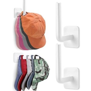2pcs Baseball Hat Wall Self-Adhesive Hanging Shelf Rack Hook (White)