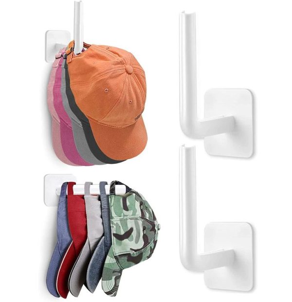 2pcs Baseball Hat Wall Self-Adhesive Hanging Shelf Rack Hook (White)